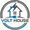 Logo of Volt House with a house and lightning bolt design on a white background