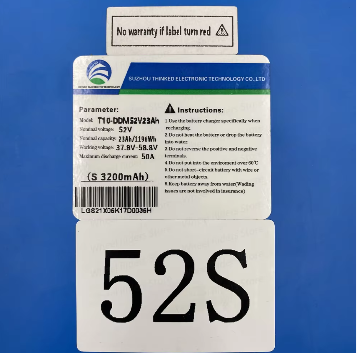 Electric Scooter Battery For Zero 10X 52V 18.2AH / 23AH LG Cells